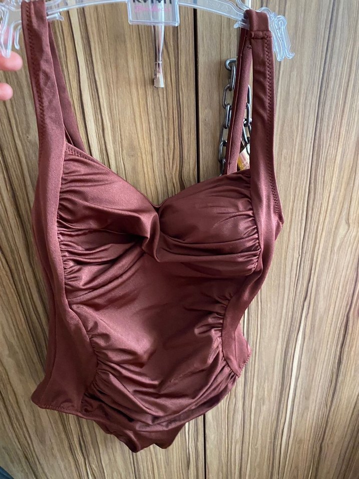 Kahverengi Drapeli Kadın Mayo - Görsel 4