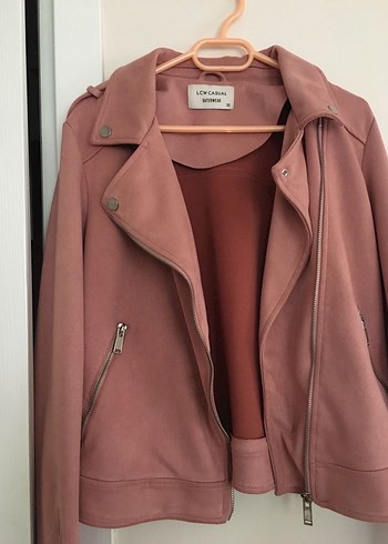 Pembe Süet Kadın Deri Ceket - Görsel 5