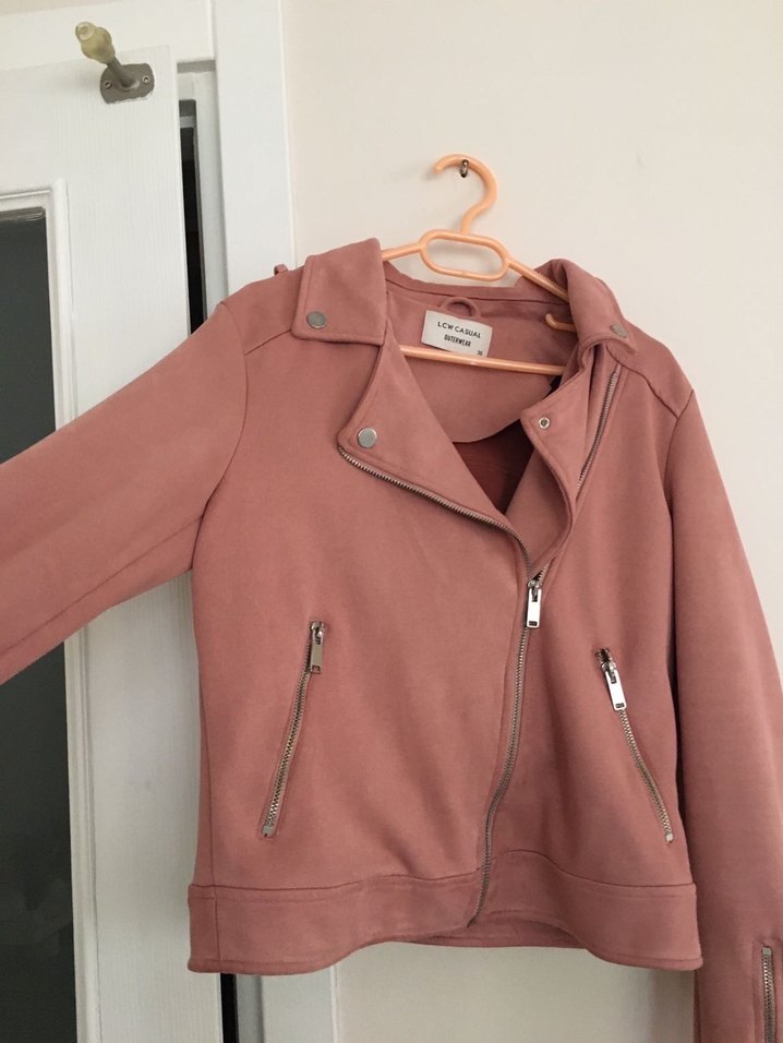 Pembe Süet Kadın Deri Ceket - Görsel 2