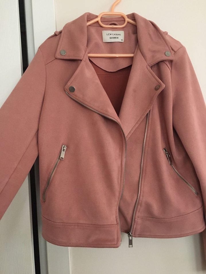 Pembe Süet Kadın Deri Ceket - Görsel 3