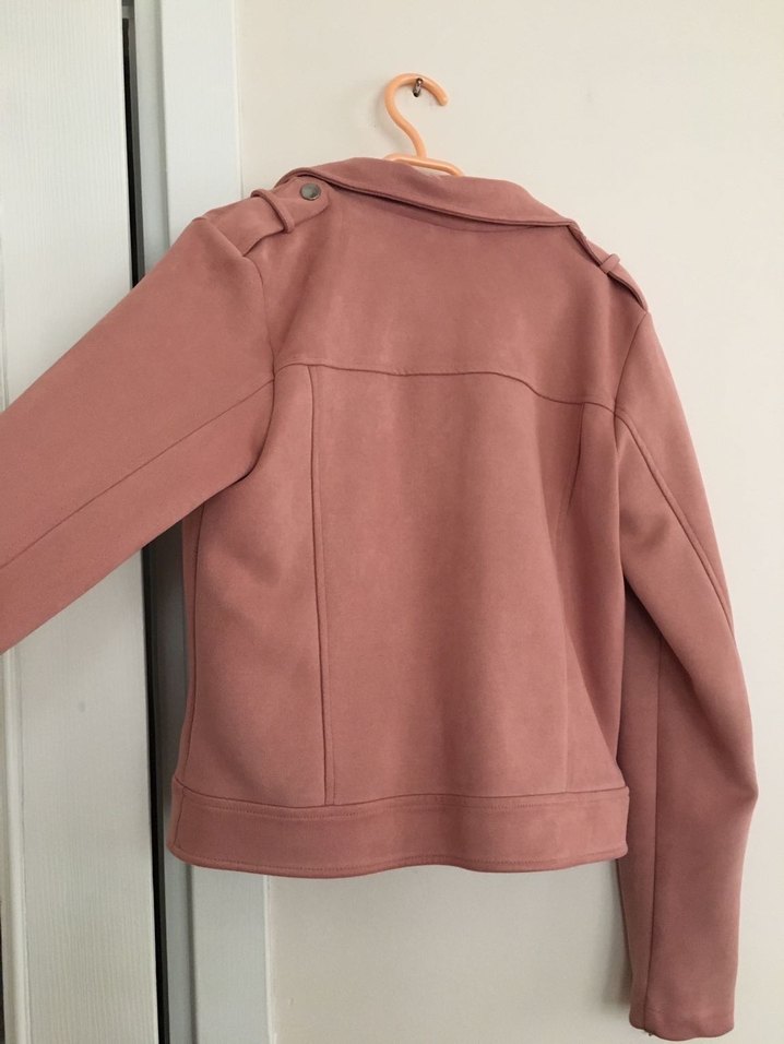 Pembe Süet Kadın Deri Ceket - Görsel 4