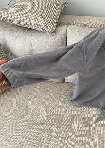 Gri V Yaka Fermuarlı Kadın Sweatshirt - Görsel 2