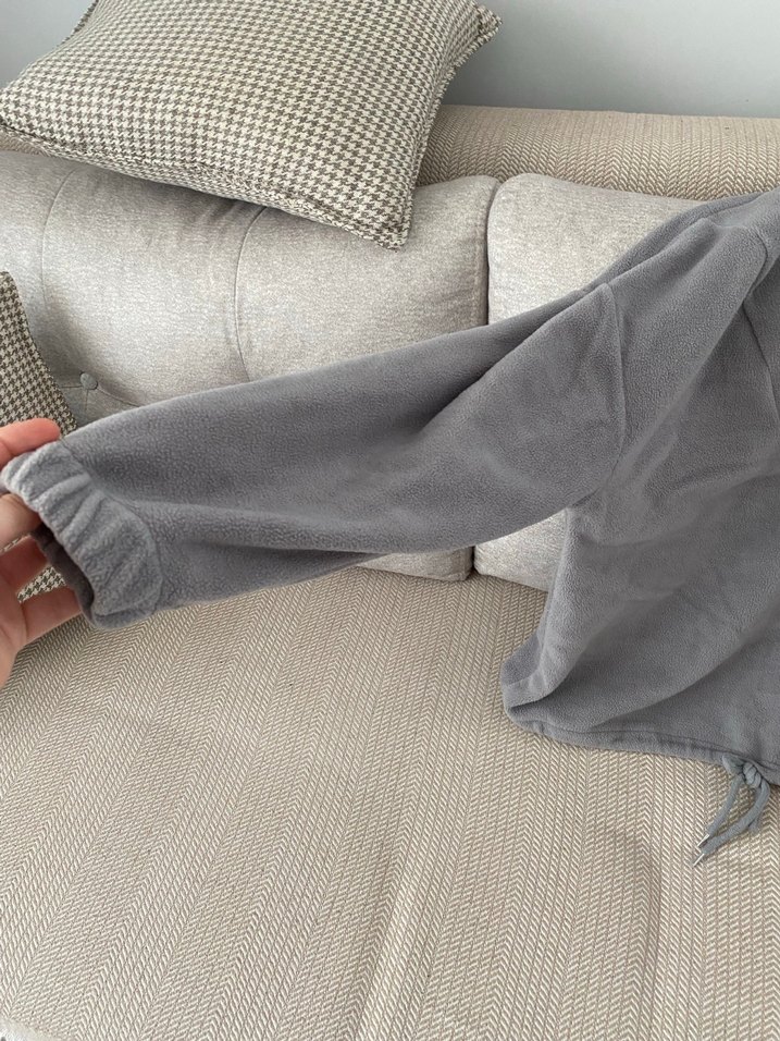 Gri V Yaka Fermuarlı Kadın Sweatshirt - Görsel 2