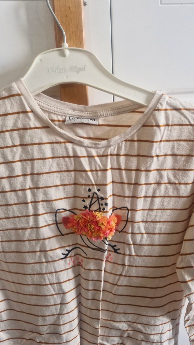 Kız Çocuk Uzun Kollu Çizgili Tişört - Görsel 2