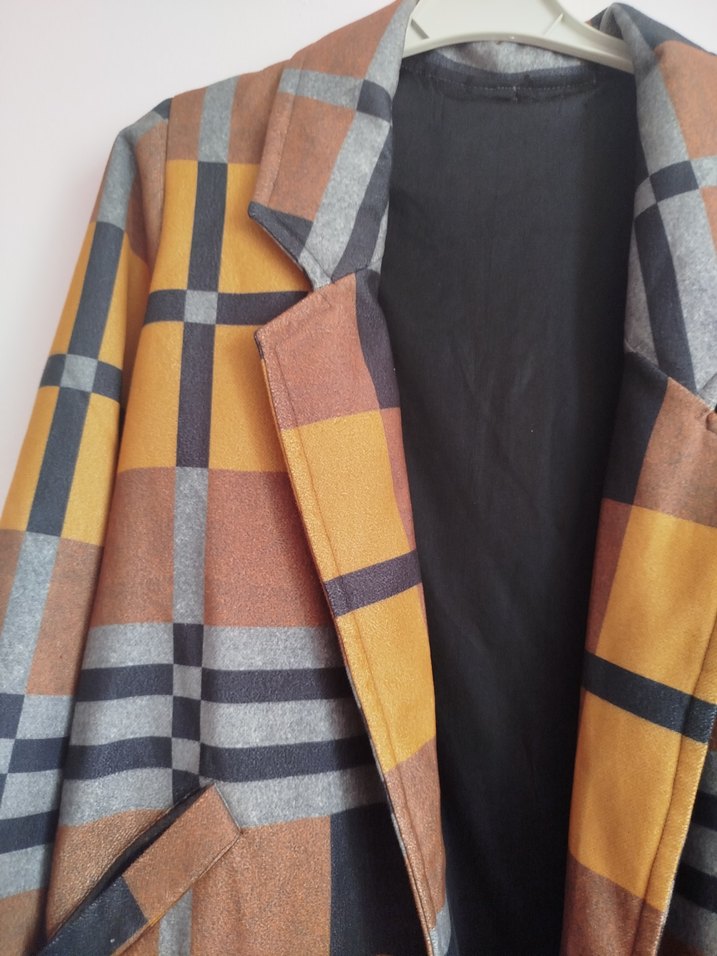 Kahverengi Ekose Uzun Kadın Kaban - Görsel 3