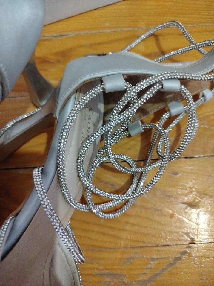 Gri Bağcıklı Stiletto Topuklu Kadın Ayakkabı - Görsel 3