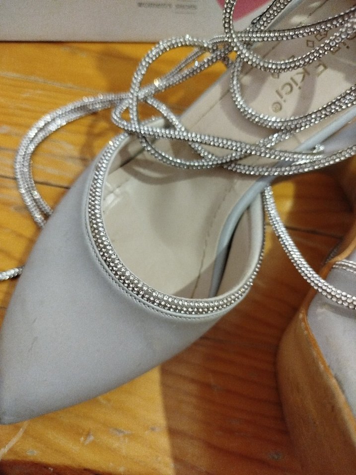 Gri Bağcıklı Stiletto Topuklu Kadın Ayakkabı - Görsel 2