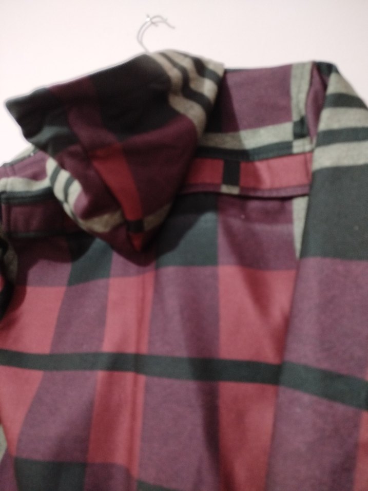 Kadın Bordo Ekose Desenli Uzun Ceket - Görsel 5