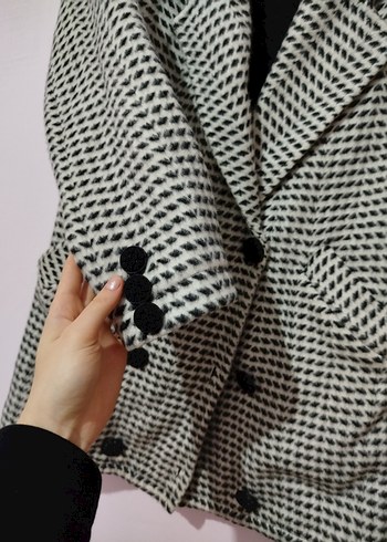 Gri Düğmeli Mini Kadın Ceket - Görsel 4