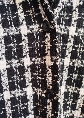 Düğmeli Gri Kareli Midi Kadın Kaban - Görsel 2