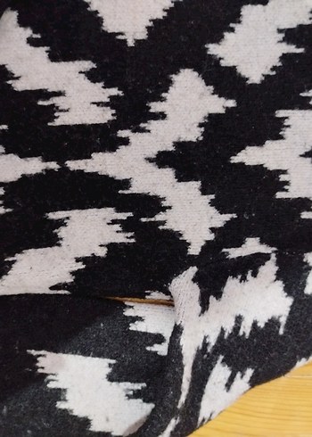 Gri Desenli Bohem Örgü Kadın Kazak - Görsel 3