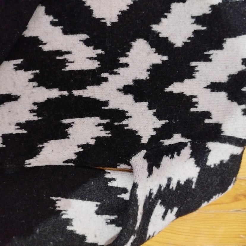 Gri Desenli Bohem Örgü Kadın Kazak - Görsel 3