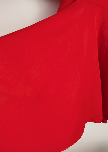 Kırmızı Vintage Midi Elbise - Görsel 6