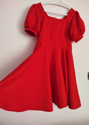 Kırmızı Vintage Midi Elbise - Görsel 2