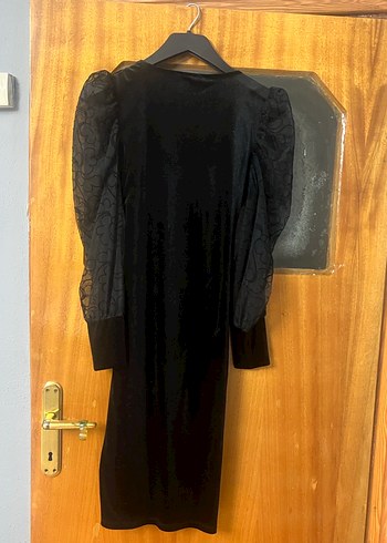 38 Beden Siyah V Yakalı Uzun Drapeli Gotik Elbise