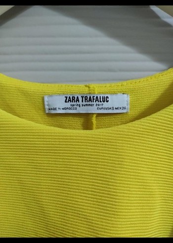 Zara Sarı Mini Kolsuz Volanlı Elbise