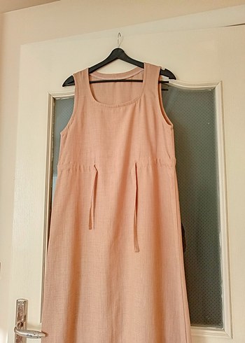 Pudra Keten Jile Elbise - Görsel 2