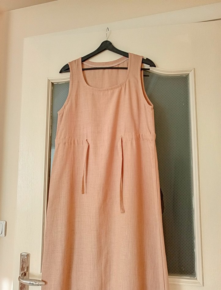 Pudra Keten Jile Elbise - Görsel 2