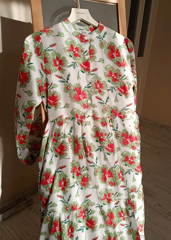 Bohem Tarzı Midi Uzun Kollu Elbise - Görsel 2