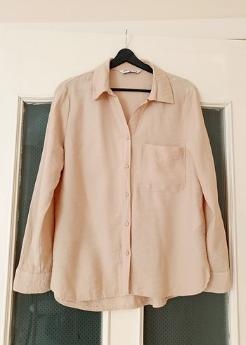 Bej Keten Kadın Gömlek - Görsel 3