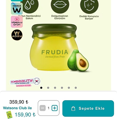 Beden Renk Frudia kaşıklı avacado nemlendirici