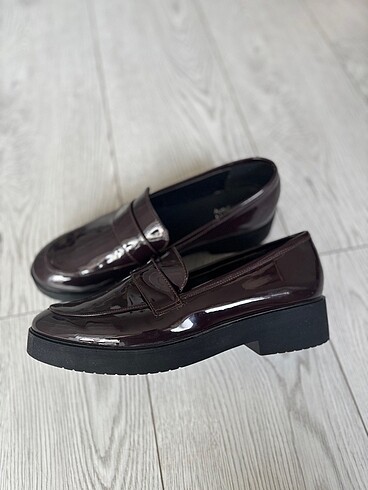 Bordo parlak loafer