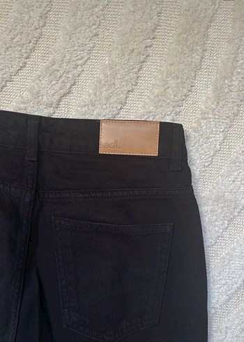 Düğmeli Siyah Kadın Denim Pantolon - Görsel 5