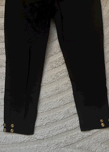 Düğmeli Siyah Kadın Denim Pantolon - Görsel 2