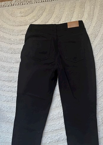 Düğmeli Siyah Kadın Denim Pantolon - Görsel 4