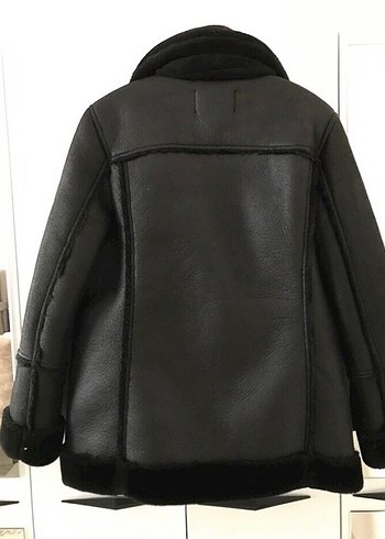 İçi Kürklü Siyah Deri Mont - Görsel 2