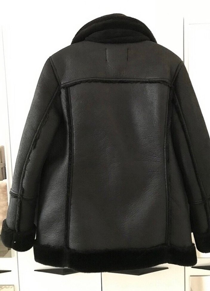 İçi Kürklü Siyah Deri Mont - Görsel 2