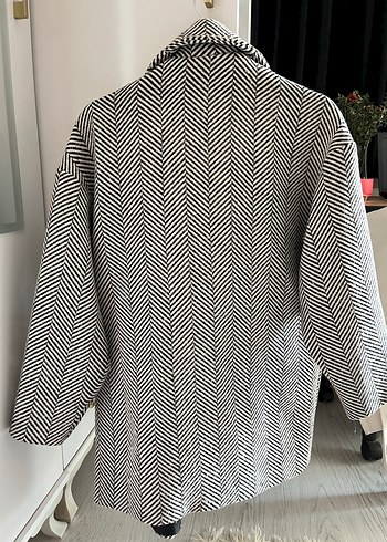 Gri Zebra Desenli Midi Kaban - Görsel 2