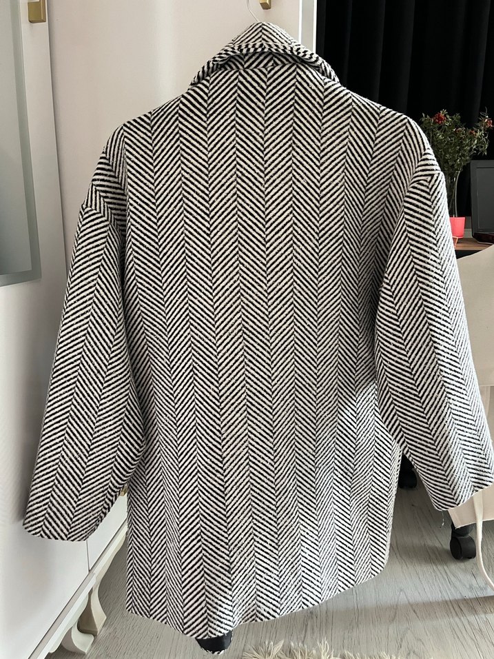 Gri Zebra Desenli Midi Kaban - Görsel 2