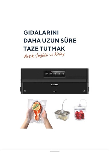 Kumtel vakum makinesi - Siyah Vakumlu Gıda Paketleme Makinesi - Görsel 4