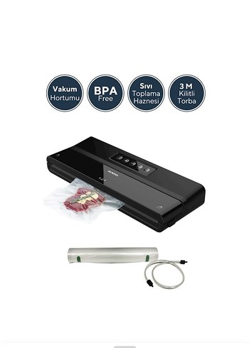 Kumtel vakum makinesi - Siyah Vakumlu Gıda Paketleme Makinesi - Görsel 3