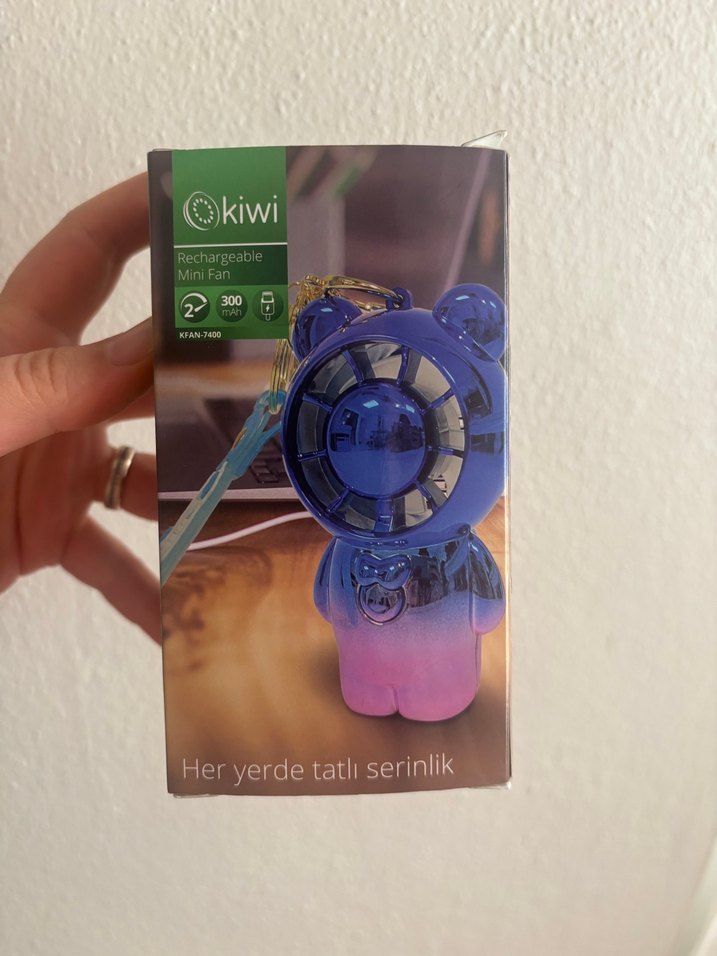 Kiwi şarjlı mini fan - mavi renk - Görsel 2