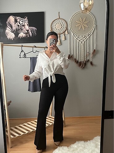 m Beden beyaz Renk Crop gömlek