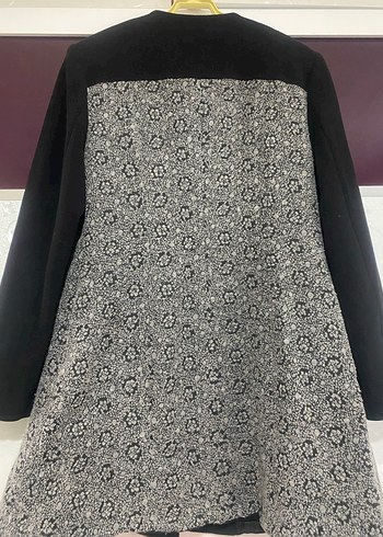 Gri Desenli Düğmeli Midi Kaban - Görsel 2