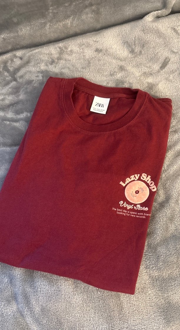 Bordo Baskılı Zara Tişört - Görsel 2