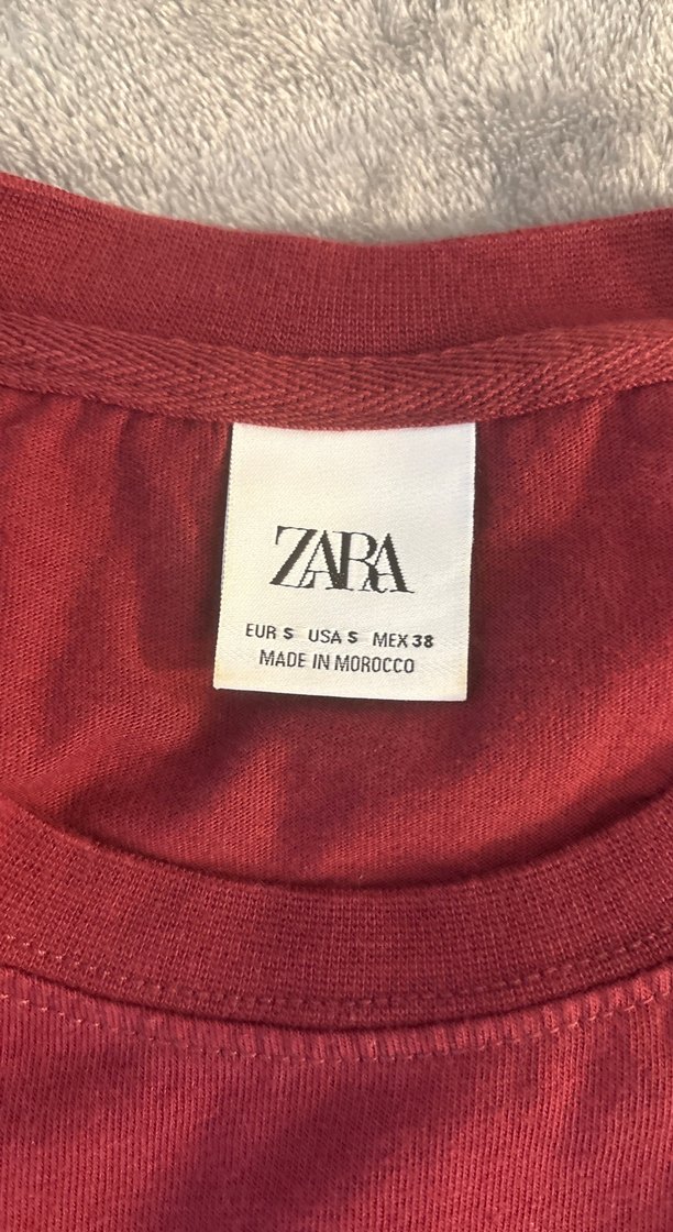 Bordo Baskılı Zara Tişört - Görsel 3