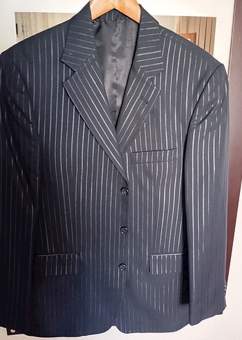 Erkek Mavi Çizgili Düğmeli Ceket - Görsel 3