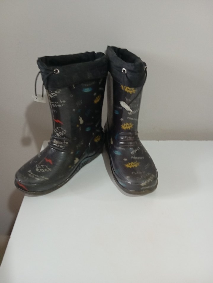 Erkek Çocuk Siyah Kamuflaj Desenli Lastik Bot - Görsel 5