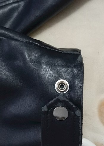 Siyah Deri Biker Ceket - Görsel 7