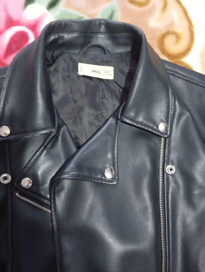 Siyah Deri Biker Ceket - Görsel 5