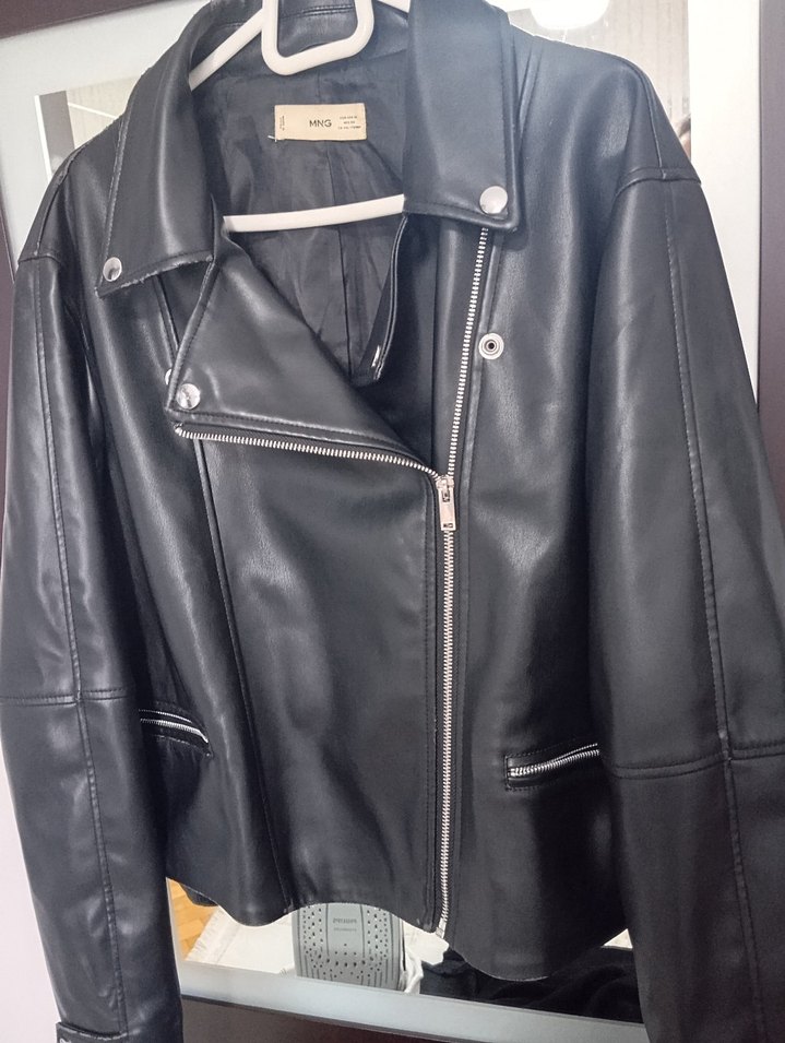 Siyah Deri Biker Ceket - Görsel 2