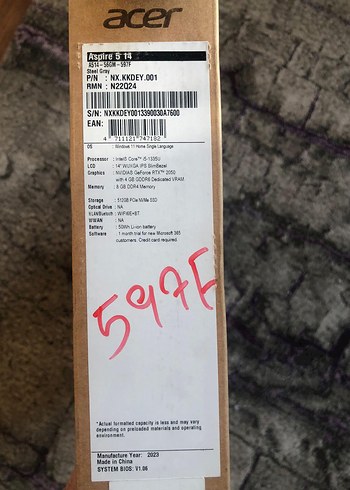 Gri Acer Aspire 5 Laptop ( telefon takası düşünülür) - Görsel 3