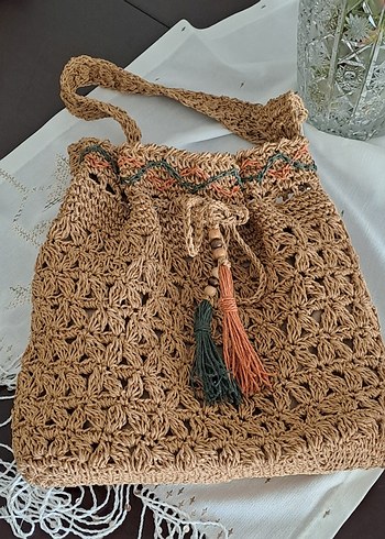 Beden çeşitli Renk Nakışlı Örgü Bohem Kadın Çanta