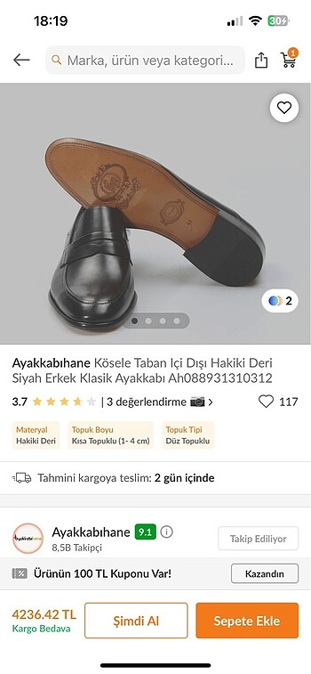 Atabey içi deri siyah rugan kundura