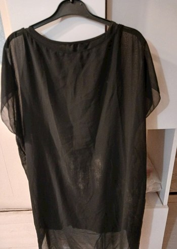 Siyah Drapeli Kısa Kollu Kadın Elbise - Görsel 3