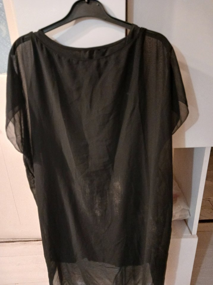 Siyah Drapeli Kısa Kollu Kadın Elbise - Görsel 3